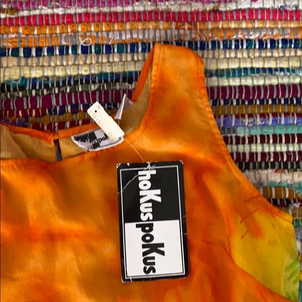 Orange Shift Dress tie dye slip vintage - Picture 2 of 5